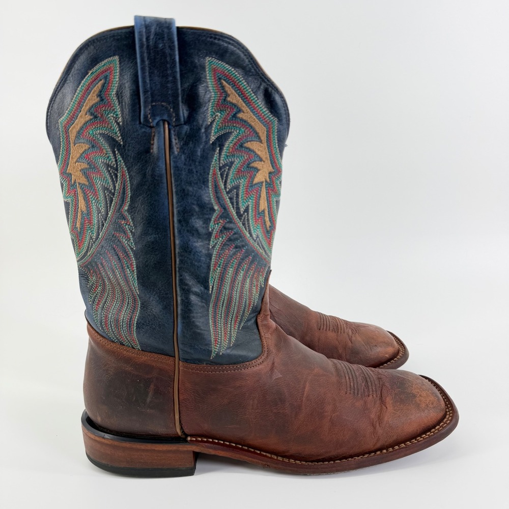 Tony Lama Womens Dava Boots K4579L San Saba Square Toe Blue Leather USA 10 B